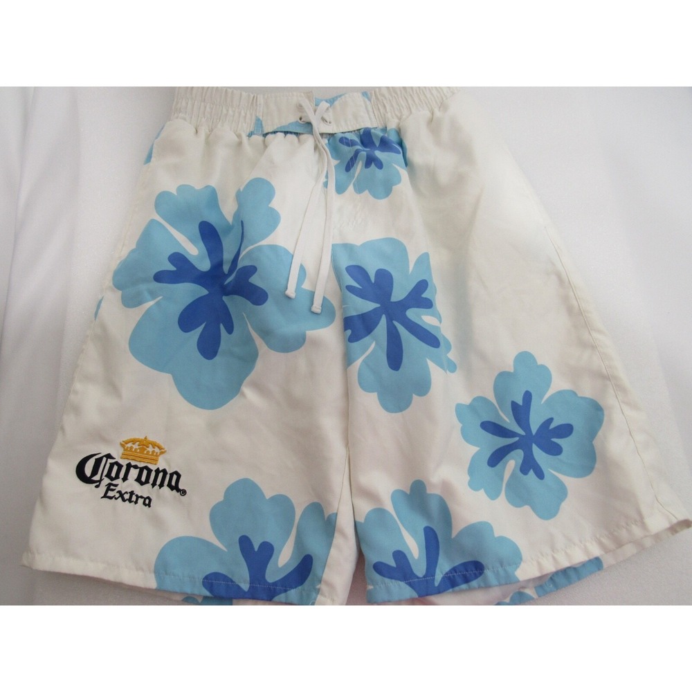 Corona Extra Mens Size 34 - 36 White Polyester Lined Swim Trunks